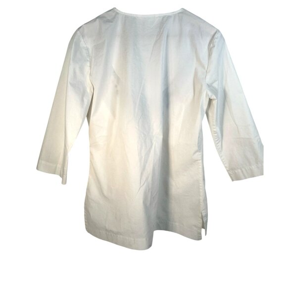 Brooks Brothers Tunic Top Artsy Embroidered Floral Boho M blue white - Picture 3 of 6